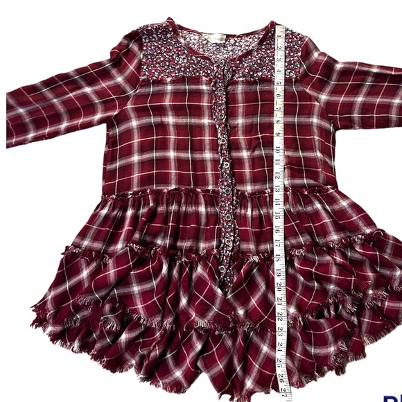 Altard State Womens Plaid Floral Trip Raw Hem Tunic Top Size Small - Picture 5 of 5